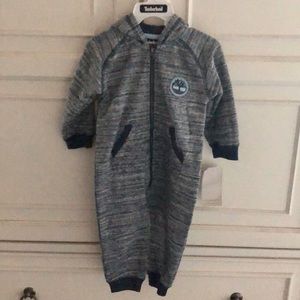 Timberland Cozy Blue Heather Zip Front Hooded One Piece